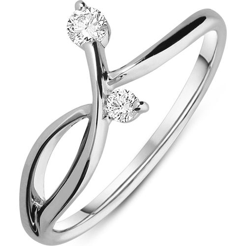 Ct White Gold 0.13ct Diamond Cross Over Vine Ring - C W Sellors Diamond Jewellery - Modalova