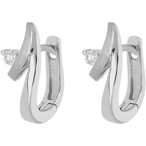 Ct White Gold 0.09ct Diamond Shaped Hoop Earrings - C W Sellors Diamond Jewellery - Modalova