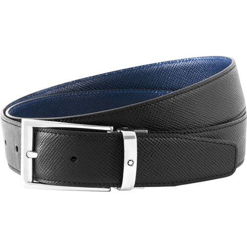 Belt Trapeze Buckle Black Blue 35mm Reversible Leather - Montblanc - Modalova