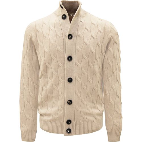 Cardigan in lana e cashmere a trecce - FILIPPO DE LAURENTIIS - Modalova