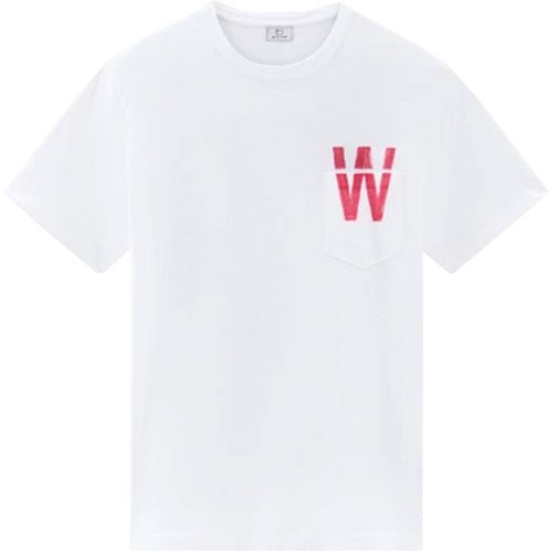 T-shirt con stampa sul retro e taschino - WOOLRICH - Modalova