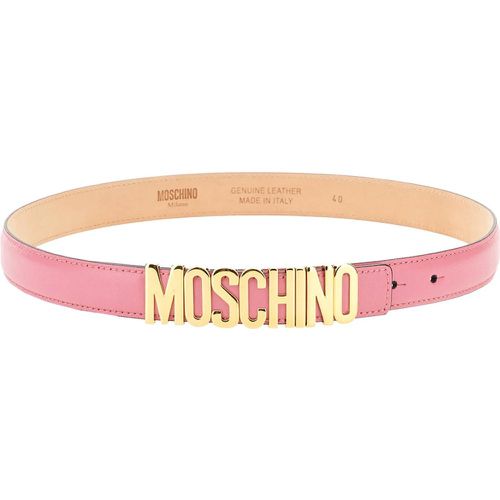 Cintura media in vitello con lettering - Moschino - Modalova