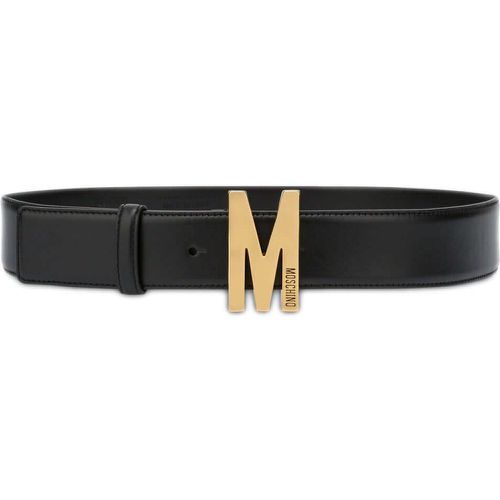 Cintura grande in vitello con M logo lucido - Moschino - Modalova