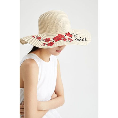 Floral Print Straw Hat - DeFacto - Modalova