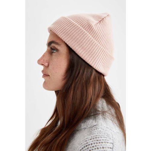 Knitted Beanie Hat - Bordeaux - DeFacto - Modalova
