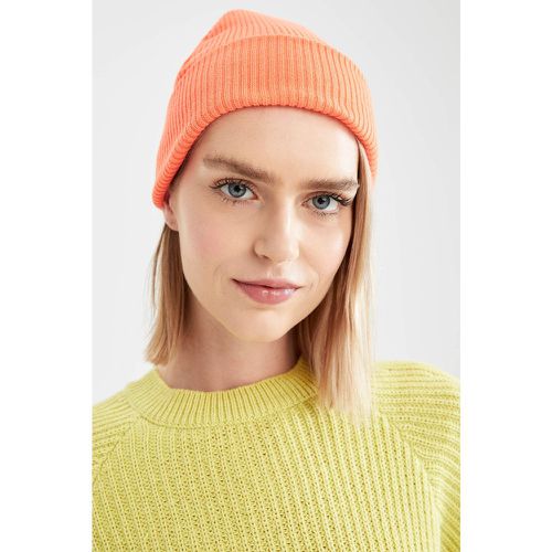 Knitted Beanie Hat - Orange - DeFacto - Modalova