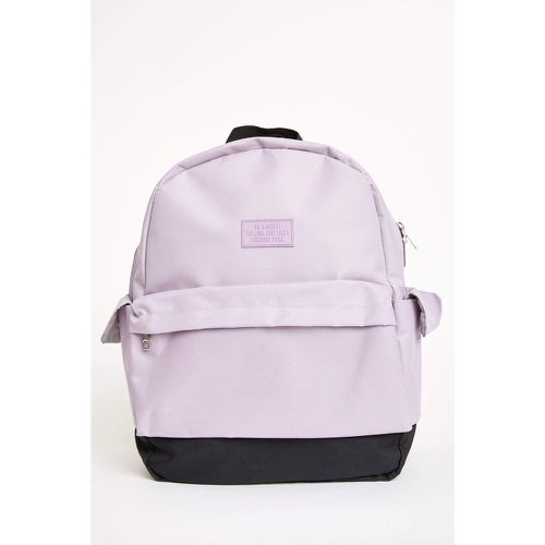 Printed Zippered Backpack - Purple - DeFacto - Modalova