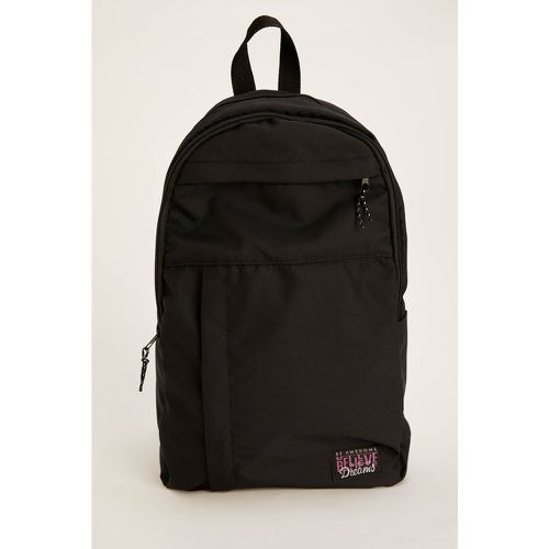 Basic Printed Backpack - Black - DeFacto - Modalova