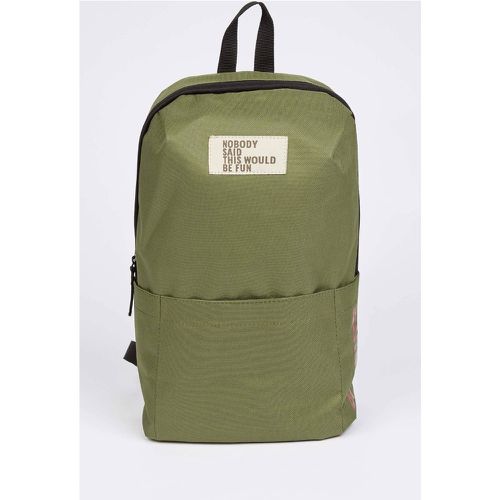 Basic Printed Backpack - Khaki - DeFacto - Modalova