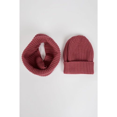 Basic Knit Beanie & Scarf Set - DeFacto - Modalova
