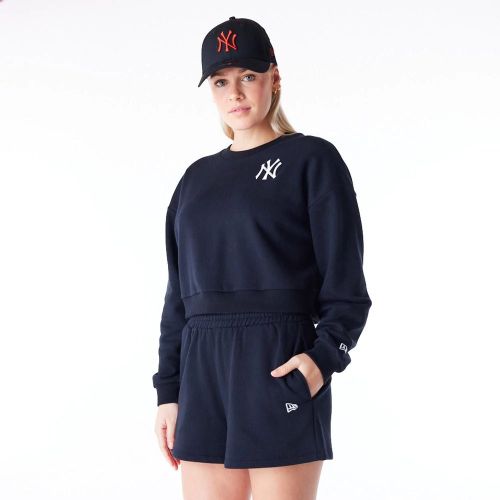 New York Yankees Womens MLB League Essential Black Crop Crew Neck Sweatshirt female - New Era Cap - Modalova