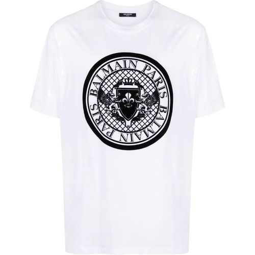 T-shirt bianca con stampa - Balmain - Modalova