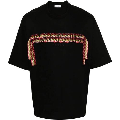 T-shirt nera con logo ricamato - Lanvin - Modalova