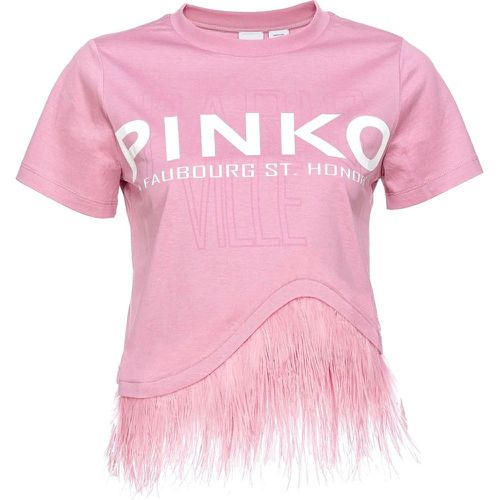 T-shirt con logo e frange - pinko - Modalova