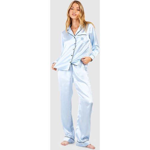 Pijama De Raso Con Bordado De Copos De Nieve - boohoo - Modalova