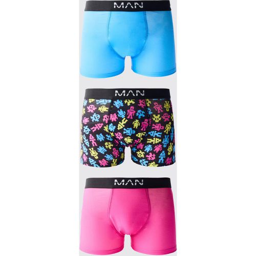 Boxer con stampa di giochi retrò - set di 3 paia - boohoo - Modalova