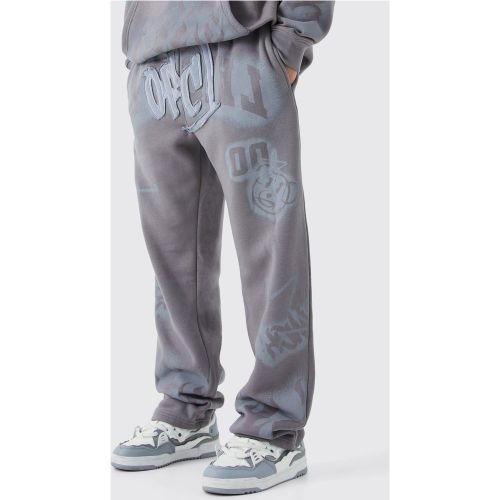 Pantalón Deportivo Holgado Con Aplique De Grafiti - boohoo - Modalova