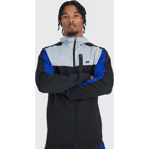 Felpa Man Active con pannelli, zip e cappuccio - boohoo - Modalova