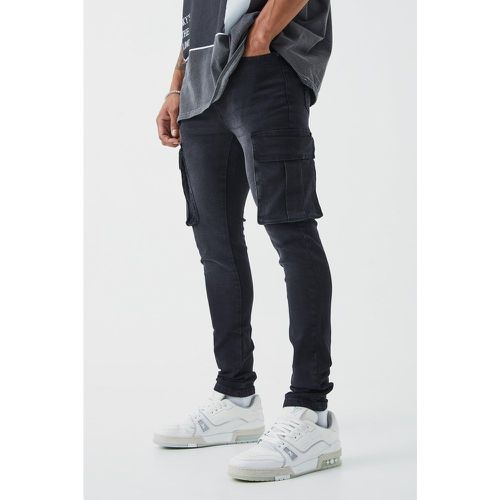 Jeans Cargo Super Skinny Fit, Nero - boohoo - Modalova