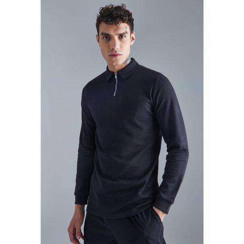 Polo Slim Fit a maniche lunghe a effetto intrecciato - boohoo - Modalova