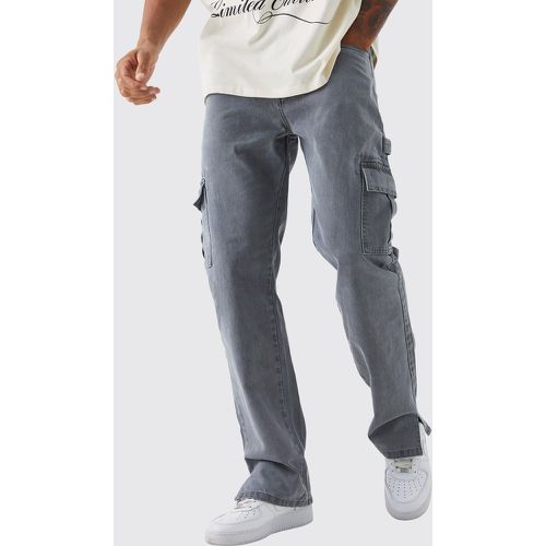 Jeans Tall rilassati in denim rigido stile Carpenter con spacco sul fondo - boohoo - Modalova