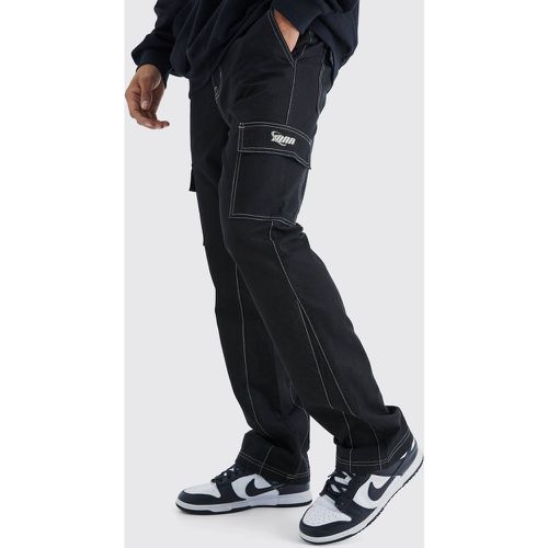 Pantaloni Cargo a zampa Slim Fit con cuciture a contrasto e inserti - boohoo - Modalova