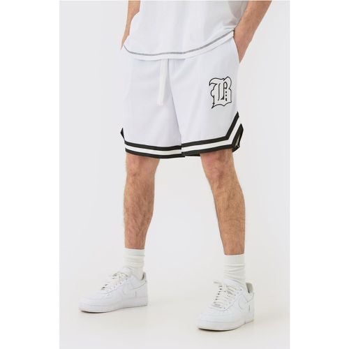 Pantalón Corto Holgado Estilo Baloncesto De Malla Con Aplique B - boohoo - Modalova