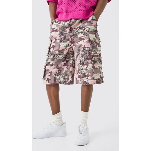 Pantaloni tuta in fantasia militare a bandana con vita fissa e tasche multiple - boohoo - Modalova