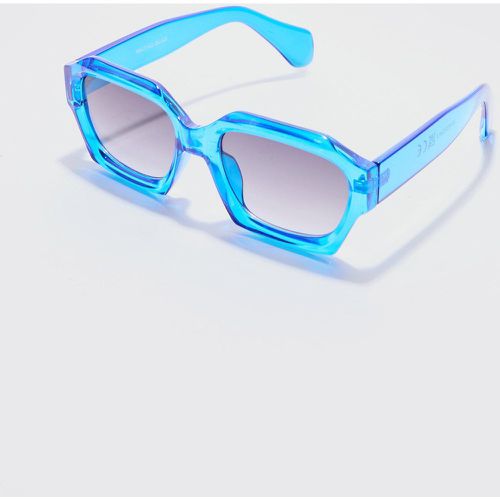 Chunky Hexagonal Sunglasses In Blue - boohoo - Modalova