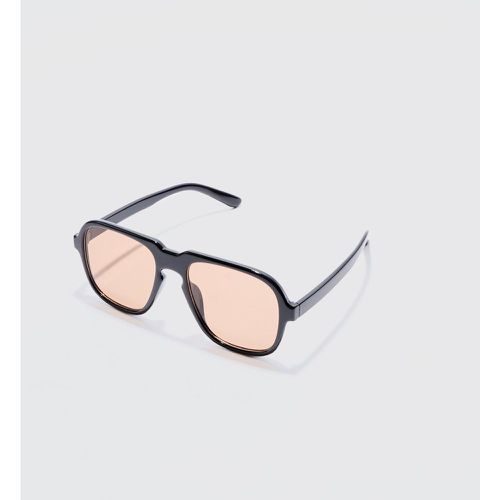 Retro High Brow Sunglasses With Brown Lens - boohoo - Modalova