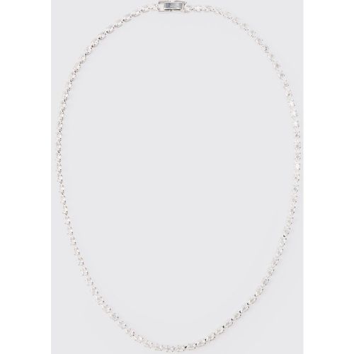 Square Stone Detail Iced Necklace In Silver - boohoo - Modalova