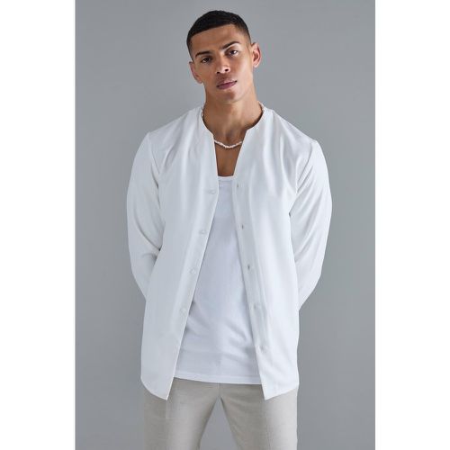 Camisa De Manga Larga Y Sarga Suave Con Cuello Abierto - boohoo - Modalova