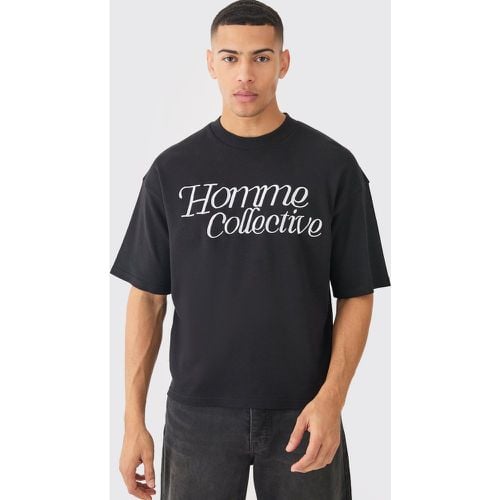 Camiseta Oversize Recta Gruesa Con Bordado Homme - boohoo - Modalova