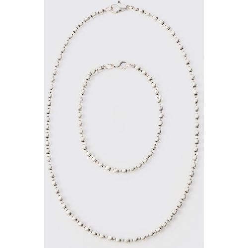 Metal Bead Multilayer Necklace & Bracelet In Silver - boohoo - Modalova