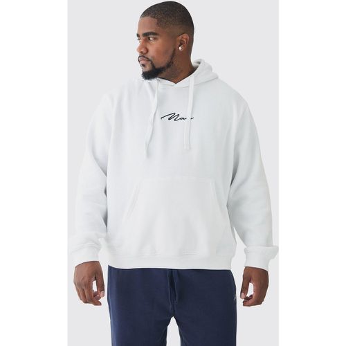 Felpa Plus Size Basic bianca con firma Man e cappuccio - boohoo - Modalova