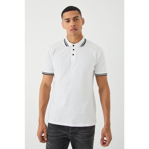 Polo De Piqué Ajustado, Blanco - boohoo - Modalova