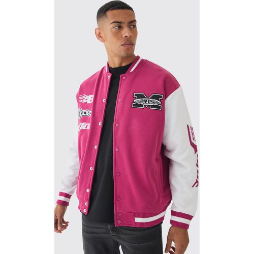 Chaqueta Bomber Oversize De Tela Jersey Con Estampado De Motociclismo - boohoo - Modalova