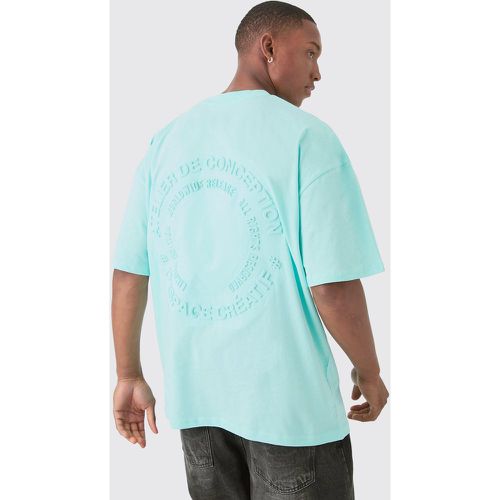 T-shirt oversize con girocollo esteso e stampa circolare in rilievo - boohoo - Modalova