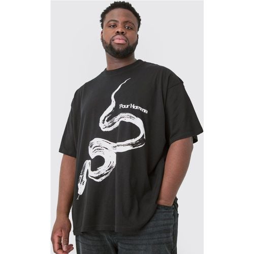 T-shirt Plus Size oversize Pour Homme con grafica di serpente - boohoo - Modalova
