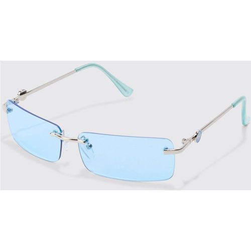Bhm Rimless Sunglasses In Blue - boohoo - Modalova