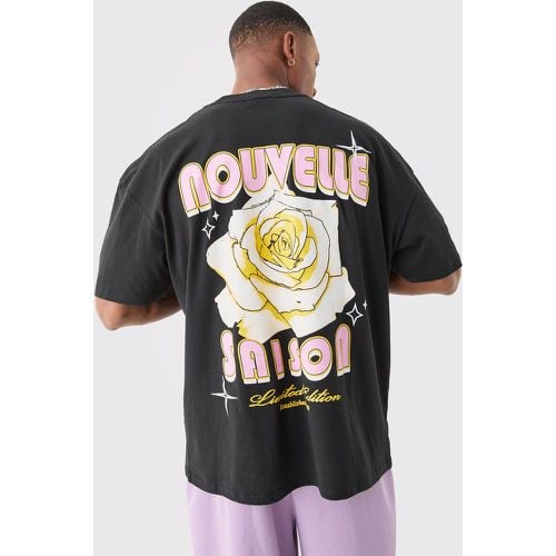 Camiseta Oversize Con Estampado Nouvelle De Flores - boohoo - Modalova