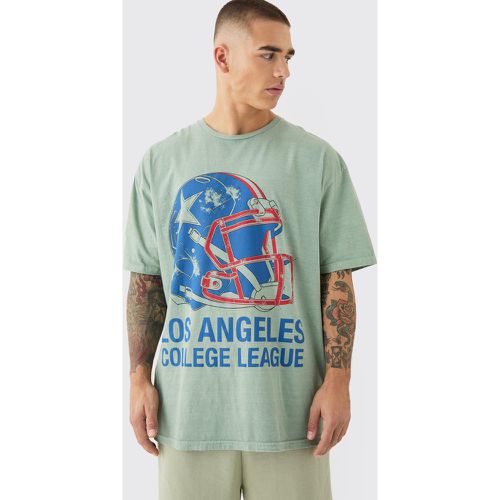 T-shirt oversize in lavaggio Los Angeles stile Varsity - boohoo - Modalova