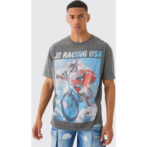 Camiseta Oversize Con Lavado A La Piedra Y Estampado Jt Racing - boohoo - Modalova
