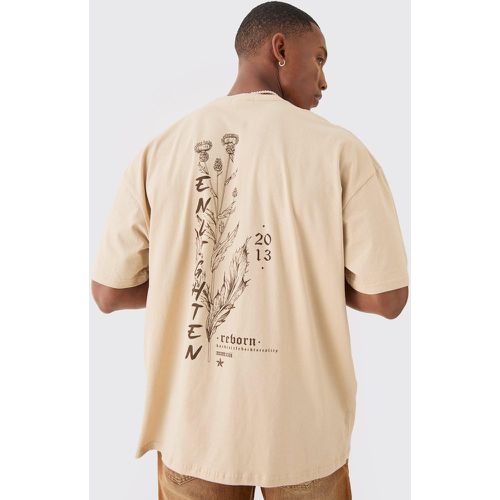 T-shirt squadrata oversize con stampa Enlighten e girocollo esteso - boohoo - Modalova