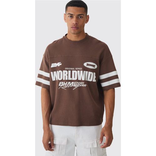 Camiseta Oversize Recta Worldwide De Tela Gofre - boohoo - Modalova