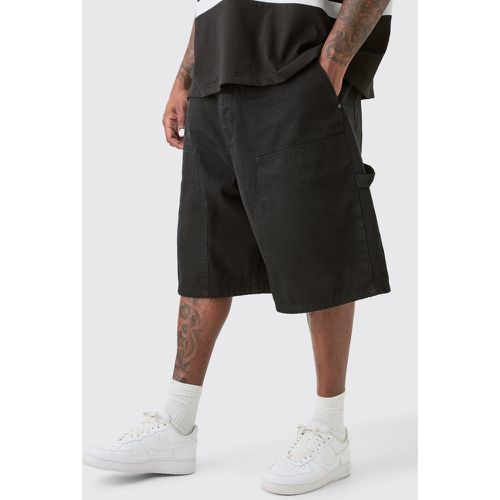 Pantaloni tuta Plus Size in denim neri con dettagli stile Carpenter - boohoo - Modalova
