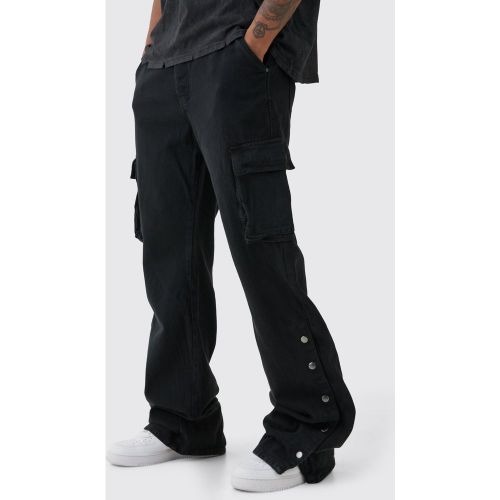 Pantalón Tall Cargo Holgado De Campana Sobreteñido Con Botones De Presión En El Bajo - boohoo - Modalova