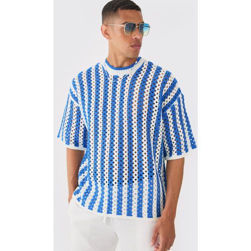 Oversized Open Stitch Stripe Knitted T-shirt - boohoo - Modalova
