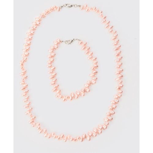 Conjunto De Collar Y Pulsera Con Perlas Rosas - boohoo - Modalova