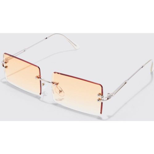 Square Frameless Ombre Lens Sunglasses In Orange - boohoo - Modalova